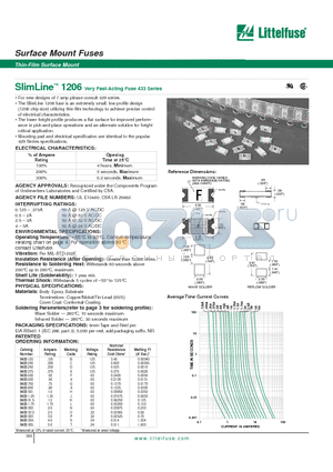 0433001. datasheet - Surface Mount Fuses - Thin-Film Surface Mount