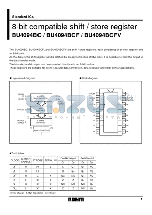 BU4094BC datasheet - 8-bit compatible shift / store register