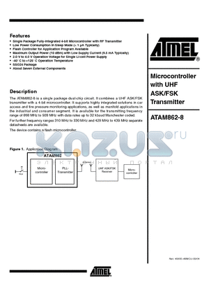 ATAM862X-TNSZF datasheet - Microcontroller with UHF ASK/FSK Transmitter
