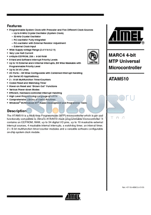 ATAM510X-ILSY datasheet - MARC4 4-bit MTP Universal Microcontroller