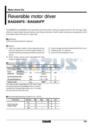 BA6285FS datasheet - Reversible motor driver