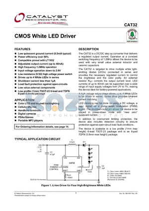 CAT32ZD4-GT3 datasheet - CMOS White LED Driver