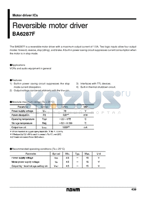 BA6287F datasheet - Reversible motor driver