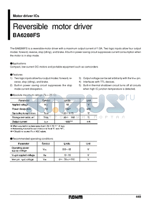 BA6288FS datasheet - Reversible motor driver