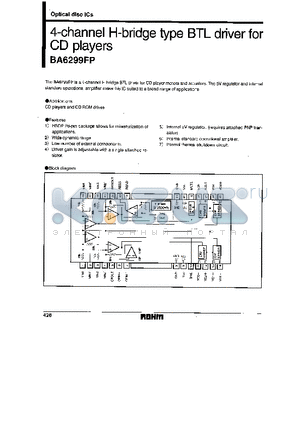 BA6299 datasheet - 4-Channel H-bridge type BTL driver for CD players