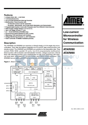 ATAR890 datasheet - Low-current Microcontroller for Wireless Communication