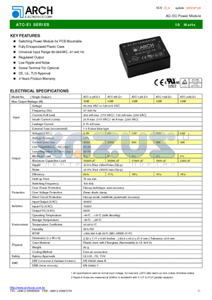 ATC-12S-E1 datasheet - AC-DC Power Module