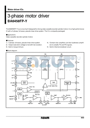 BA6458 datasheet - 3-phase motor driver