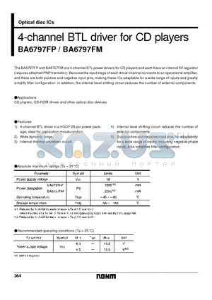 BA6797FM datasheet - 4-channel BTL driver for CD players