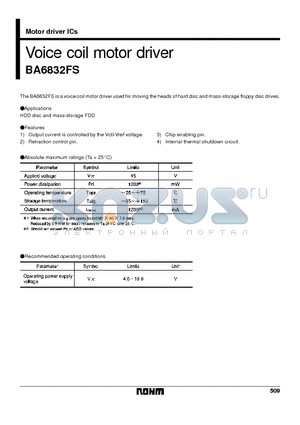 BA6832FS datasheet - Voice coil motor driver