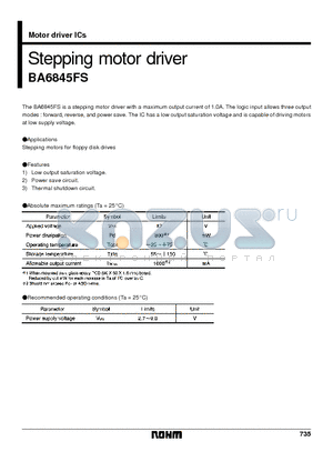BA6845FS datasheet - Stepping motor driver