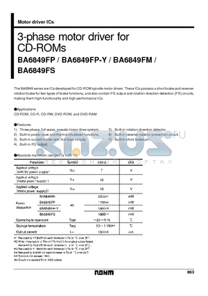 BA6849FM datasheet - 3-phase motor driver for CD-ROMs