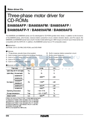 BA6858AFP datasheet - Three-phase motor driver for CD-ROMs