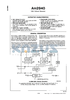 AM2940DC datasheet - DMA ADDRESS GENERATOR