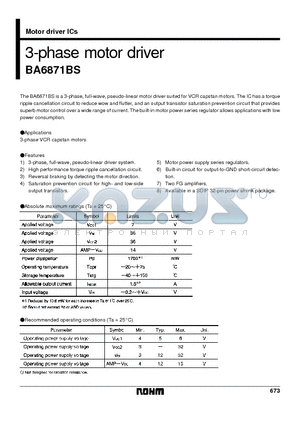 BA6871BS datasheet - 3-phase motor driver