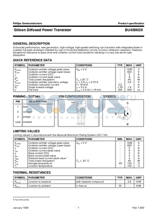 BU4506DX datasheet - Silicon Diffused Power Transistor