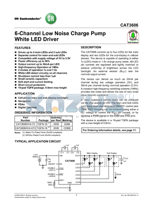 CAT3604HV4-T2 datasheet - 4-Channel Regulated Charge Pump White LED Driver