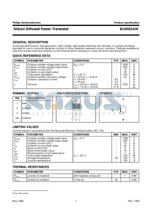 BU4525AW datasheet - Silicon Diffused Power Transistor