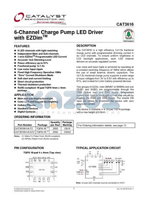 CAT3616HV4-GT2 datasheet - 6-Channel Charge Pump LED Driver with EZDimTM