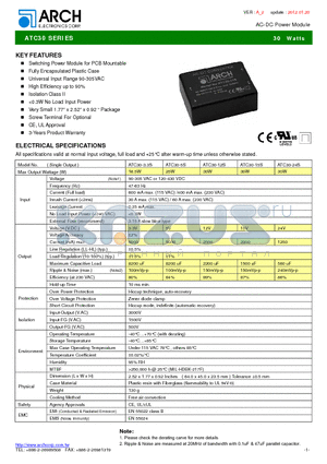 ATC30-15S datasheet - AC-DC Power Module