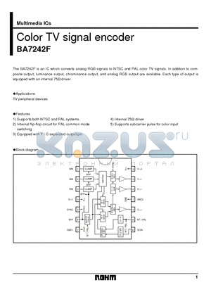 BA7242F datasheet - Color TV signal encoder