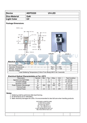 400TO220 datasheet - UV-LED