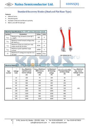 400U60 datasheet - Standard Recovery Diodes (Stud and Flat Base Type)