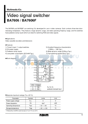 BA7606F datasheet - Video signal switcher