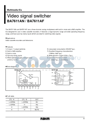 BA7611 datasheet - Video signal switcher