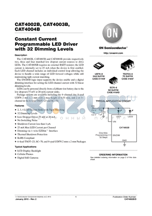 CAT4003BSD-GT3 datasheet - Constant Current Programmable LED Driver with 32 Dimming Levels