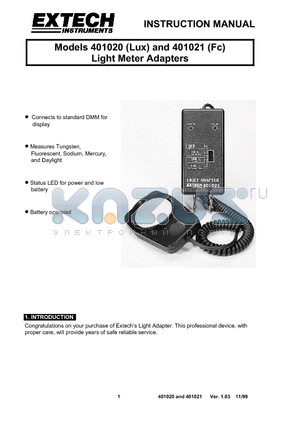401021 datasheet - Light Meter Adapters