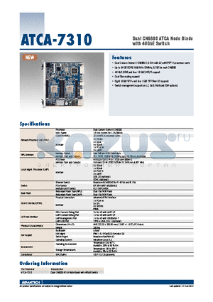 ATCA-7310 datasheet - Dual CN6880 ATCA Node Blade with 40GbE Switch