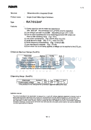 BA7653AF datasheet - Single Circuit Video Signal Switchers