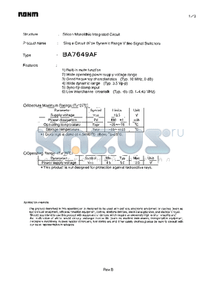 BA7652AF_1 datasheet - Single Circuit Video Signal Switchers