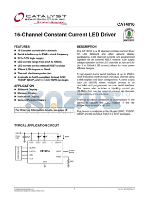 CAT4016W-T1 datasheet - 16-Channel Constant Current LED Driver