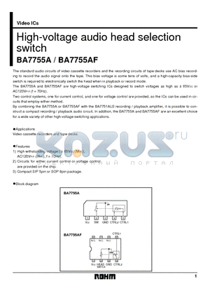 BA7755A datasheet - High-voltage audio head selection switch