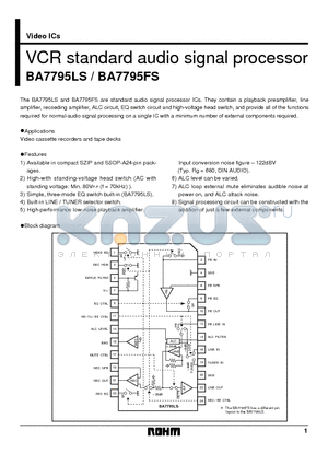 BA7795LS datasheet - VCR standard audio signal processor