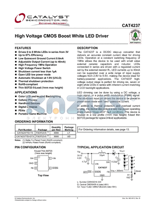 CAT4237TD-GT3 datasheet - High Voltage CMOS Boost White LED Driver