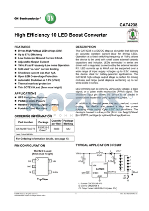 CAT4238TD-GT3 datasheet - High Efficiency 10 LED Boost Converter