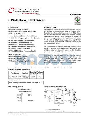 CAT4240TD-GT3 datasheet - 6 Watt Boost LED Driver