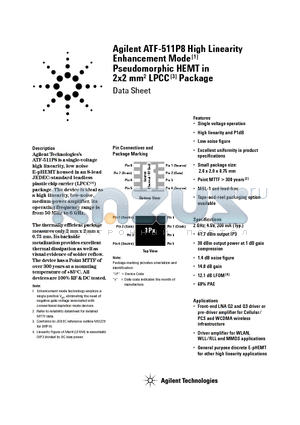 ATF-511P8-TR1 datasheet - High Linearity Enhancement Mode