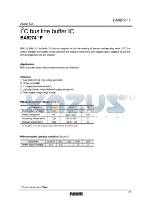 BA8274F datasheet - I2C bus line buffer IC