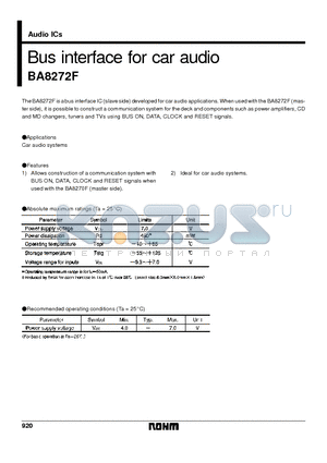 BA8272F datasheet - Bus interface for car audio