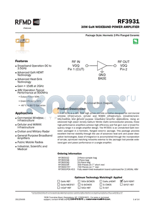 ATC800A100JT datasheet - 30W GaN WIDEBAND POWER AMPLIFIER