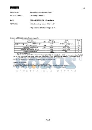 BU49XXG datasheet - Low Voltage Detector IC