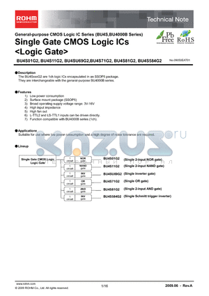 BU4S01G2-TR datasheet - Single Gate CMOS Logic ICs <Logic Gate>