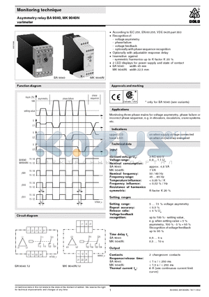 BA904012013AC230V50HZ datasheet - Monitoring technique