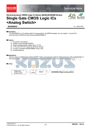 BU4S66G2_09 datasheet - Single Gate CMOS Logic ICs <Analog Switch>