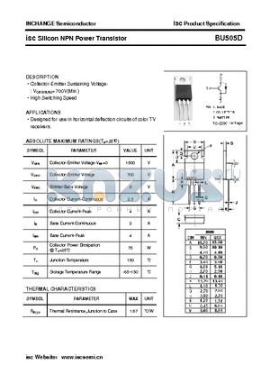 BU505D datasheet - isc Silicon NPN Power Transistor