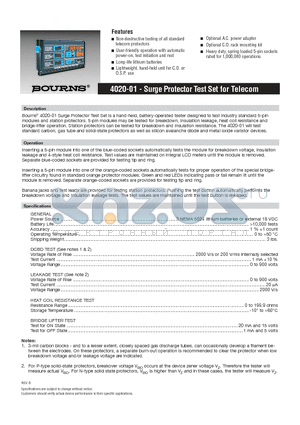 4020-00-C datasheet - Surge Protector Test Set for Telecom